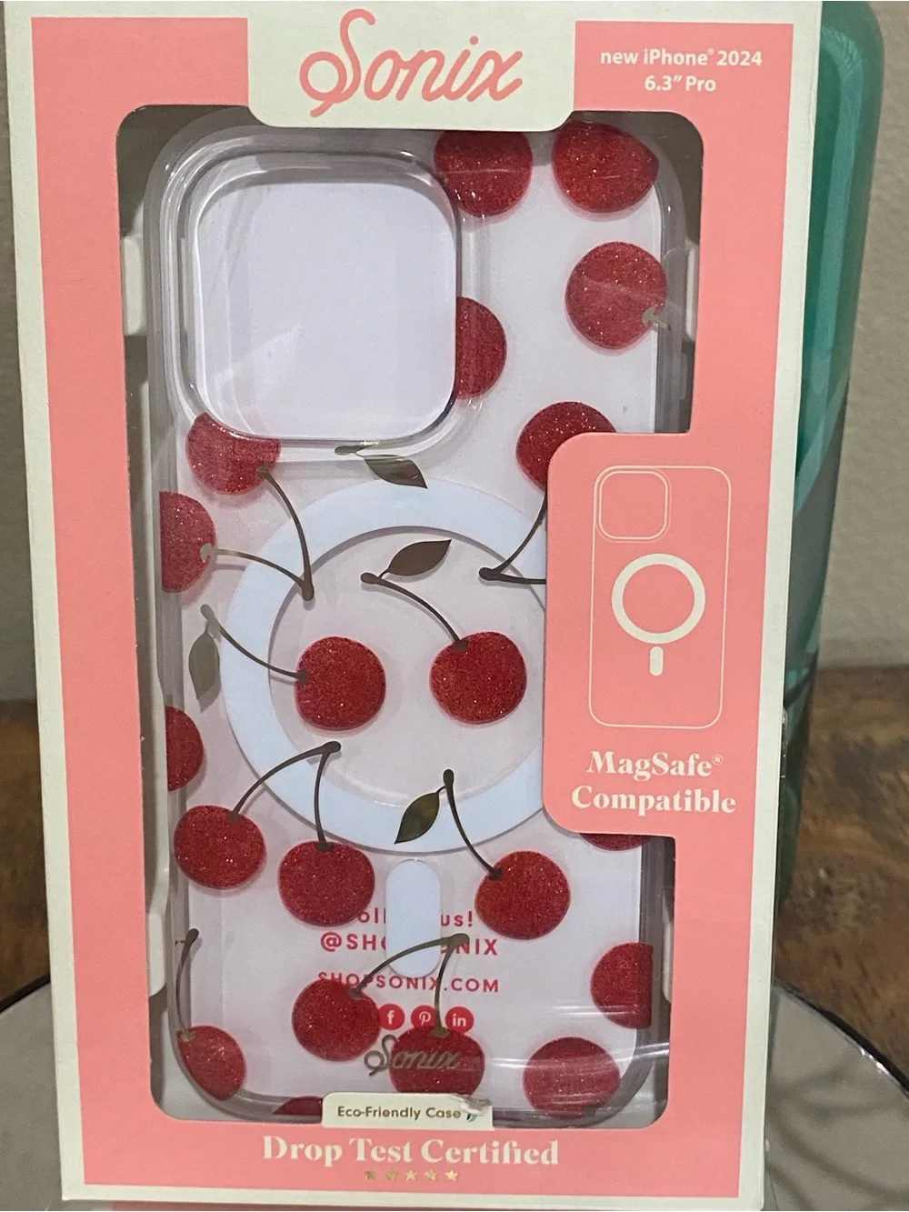 Sonix iPhone 16 pro Case with Red Cherry Print, new!
